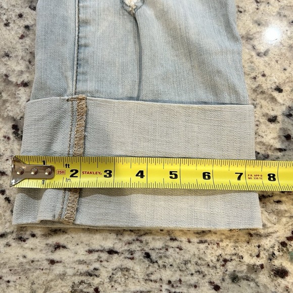 Seven 7 Boho Western Embroidered Whipstitch Capris Crop Pants Light Wash Jeans 8 - Picture 8 of 9